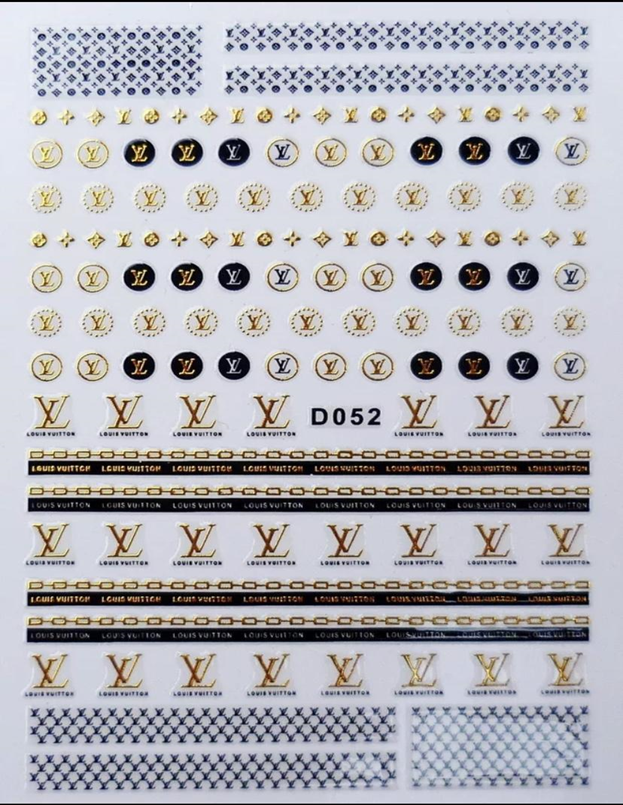 LV Brand 3D Nails Art Sticker