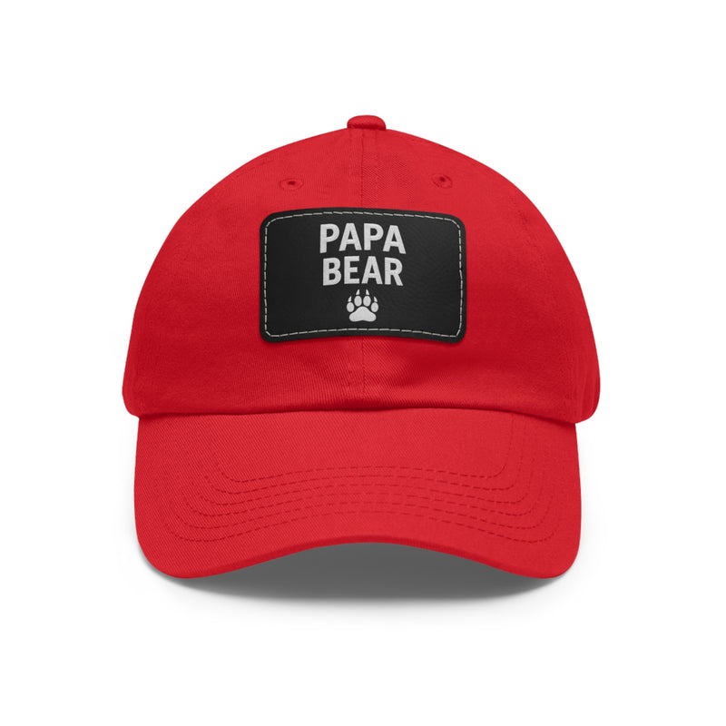 Papa Bear Dad Hat with Leather Patch | Father's Day Gift, Casual Style, Outdoor Adventures, Family Outings, Trendy Accessories