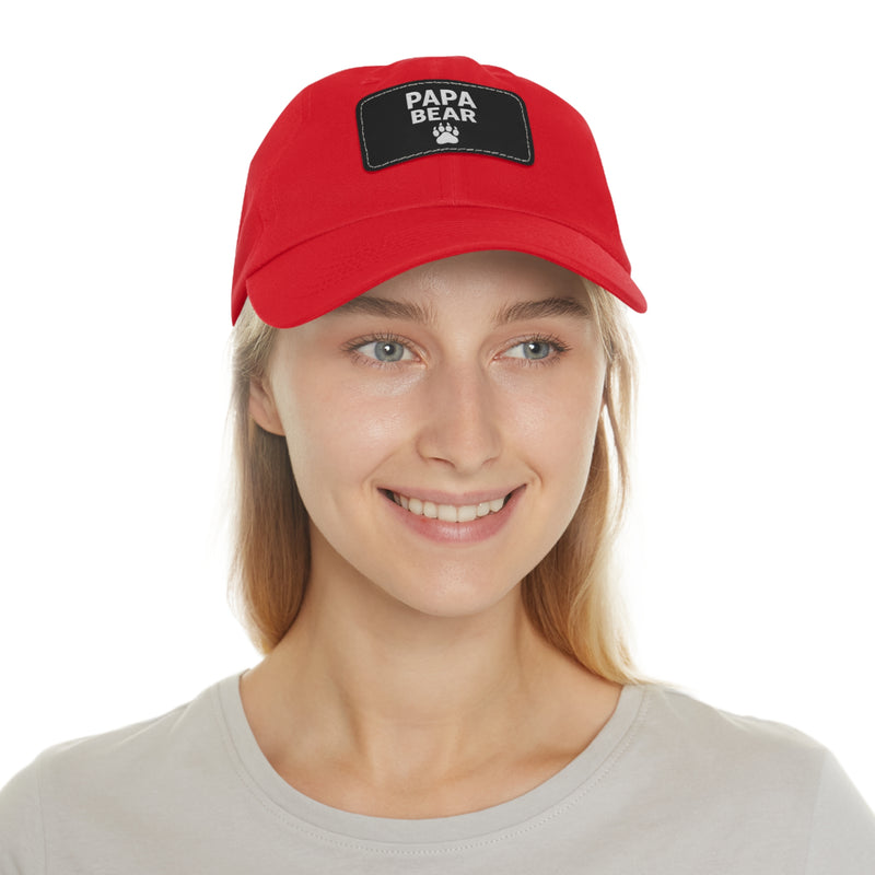 Papa Bear Dad Hat with Leather Patch | Father's Day Gift, Casual Style, Outdoor Adventures, Family Outings, Trendy Accessories