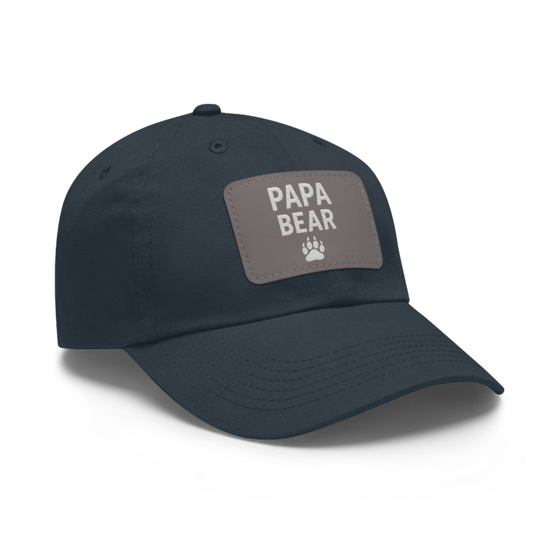 Papa Bear Dad Hat with Leather Patch | Father's Day Gift, Casual Style, Outdoor Adventures, Family Outings, Trendy Accessories