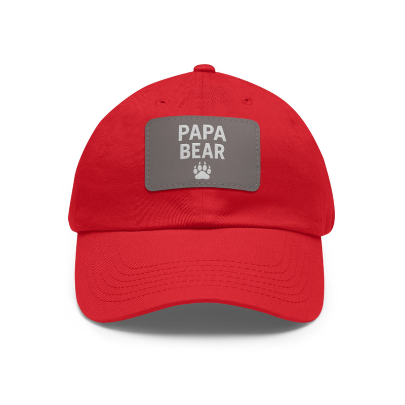 Papa Bear Dad Hat with Leather Patch | Father's Day Gift, Casual Style, Outdoor Adventures, Family Outings, Trendy Accessories