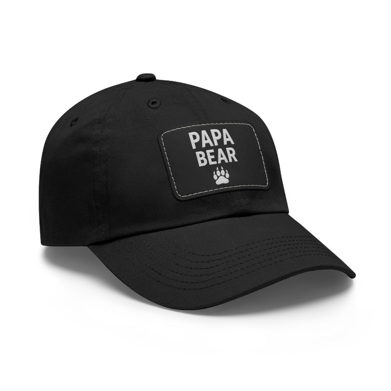Papa Bear Dad Hat with Leather Patch | Father's Day Gift, Casual Style, Outdoor Adventures, Family Outings, Trendy Accessories