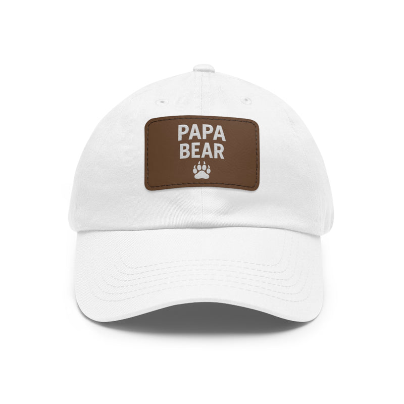 Papa Bear Dad Hat with Leather Patch | Father's Day Gift, Casual Style, Outdoor Adventures, Family Outings, Trendy Accessories