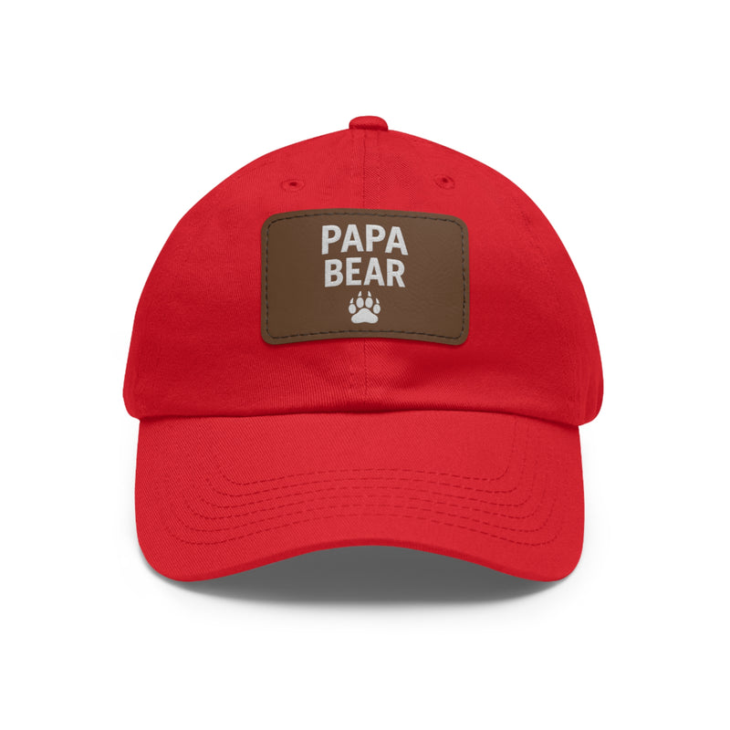 Papa Bear Dad Hat with Leather Patch | Father's Day Gift, Casual Style, Outdoor Adventures, Family Outings, Trendy Accessories