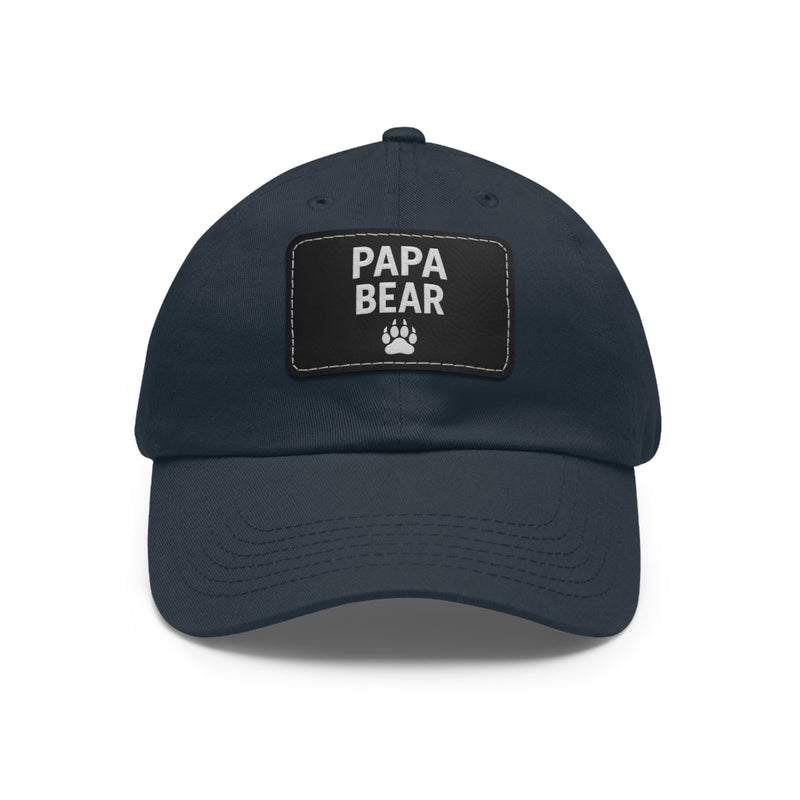 Papa Bear Dad Hat with Leather Patch | Father's Day Gift, Casual Style, Outdoor Adventures, Family Outings, Trendy Accessories