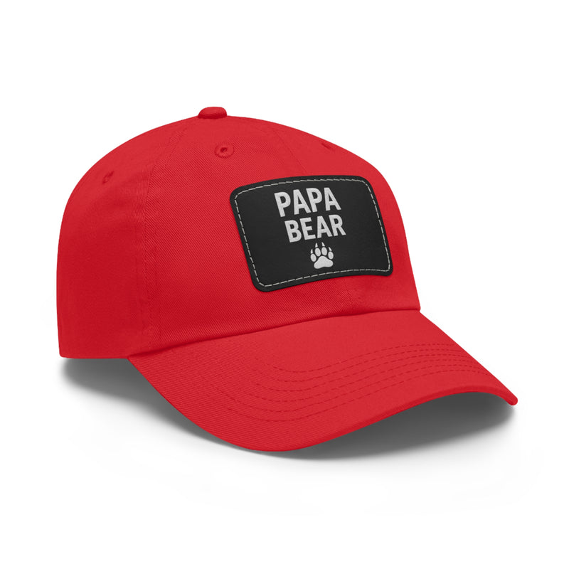 Papa Bear Dad Hat with Leather Patch | Father's Day Gift, Casual Style, Outdoor Adventures, Family Outings, Trendy Accessories