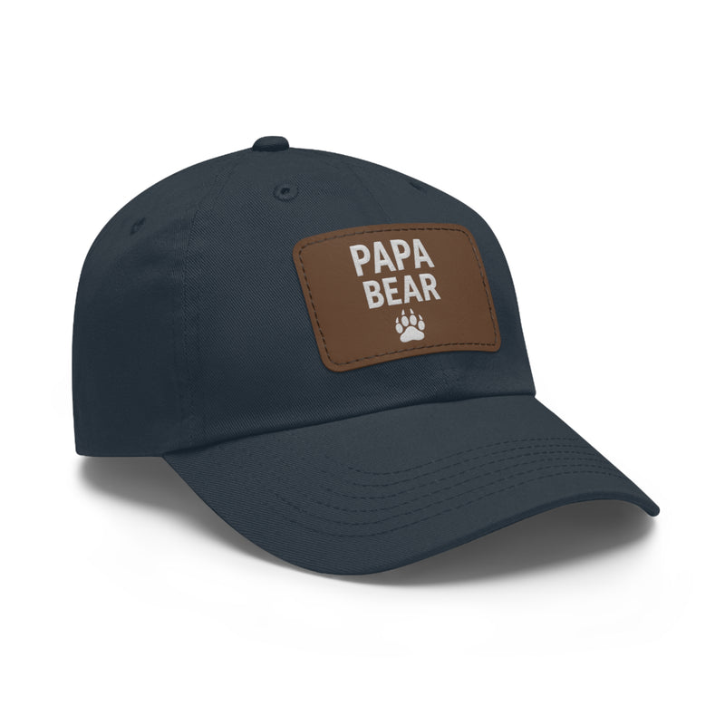 Papa Bear Dad Hat with Leather Patch | Father's Day Gift, Casual Style, Outdoor Adventures, Family Outings, Trendy Accessories
