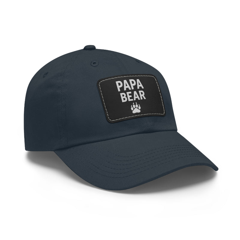 Papa Bear Dad Hat with Leather Patch | Father's Day Gift, Casual Style, Outdoor Adventures, Family Outings, Trendy Accessories