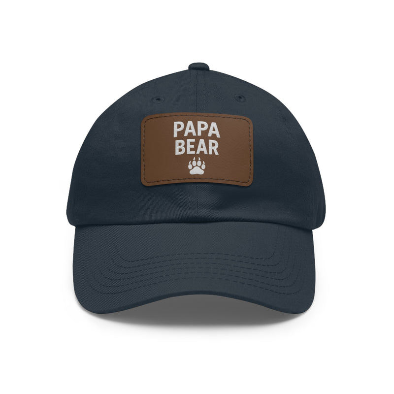 Papa Bear Dad Hat with Leather Patch | Father's Day Gift, Casual Style, Outdoor Adventures, Family Outings, Trendy Accessories