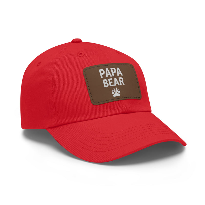 Papa Bear Dad Hat with Leather Patch | Father's Day Gift, Casual Style, Outdoor Adventures, Family Outings, Trendy Accessories