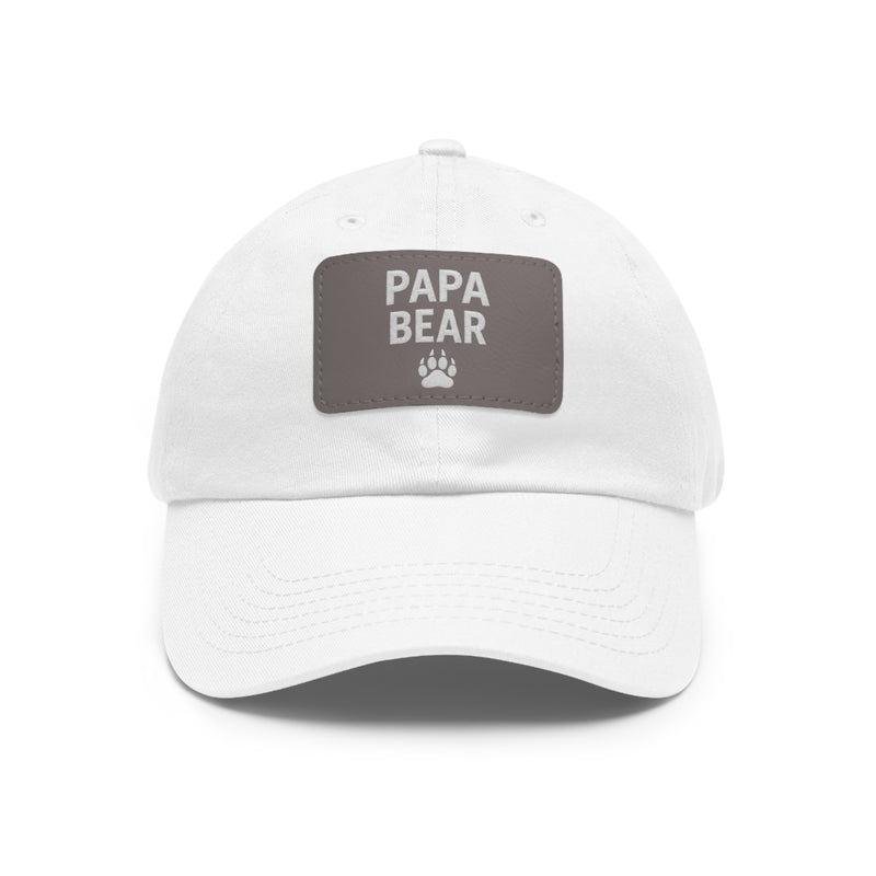Papa Bear Dad Hat with Leather Patch | Father's Day Gift, Casual Style, Outdoor Adventures, Family Outings, Trendy Accessories