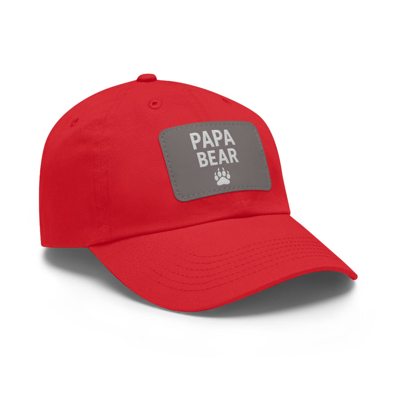 Papa Bear Dad Hat with Leather Patch | Father's Day Gift, Casual Style, Outdoor Adventures, Family Outings, Trendy Accessories