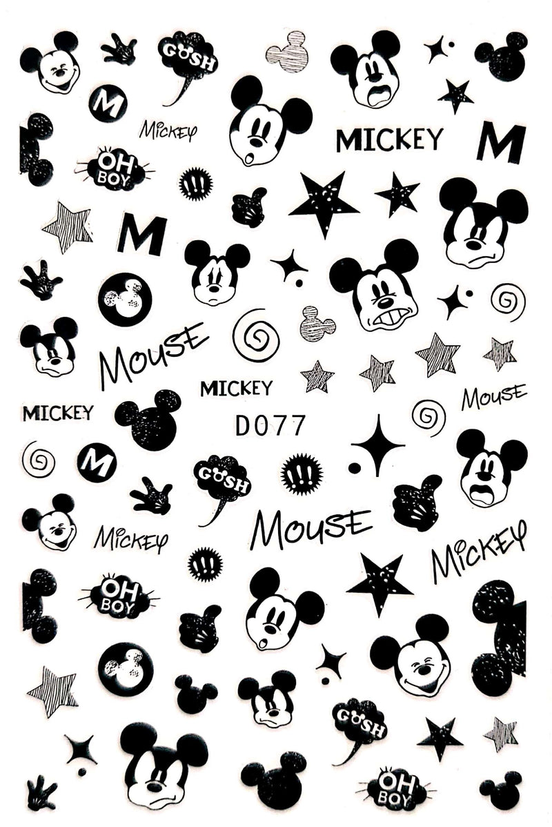 Black and White MK D077 Nails Art Sticker