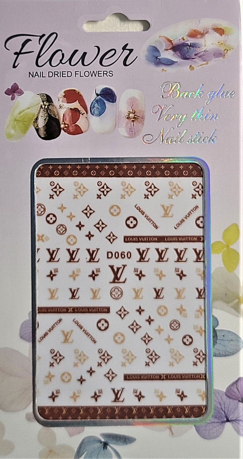 Brown LV Nail Stickers