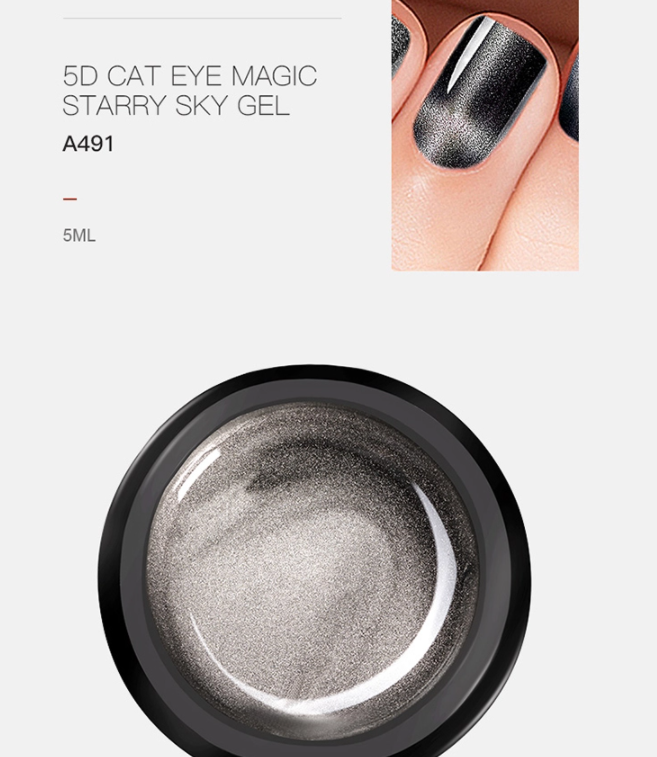 Nail Polish Metallic 5D Cat Eye Polish Gel 5 ML +  Magnetic Stick Tool