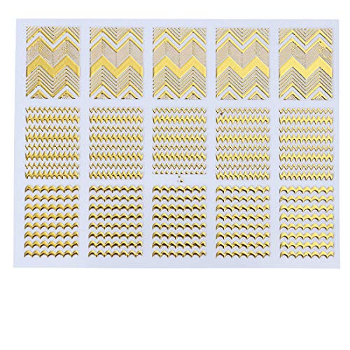Golden 3D Adhesive Stickers Geometric Stripes Line