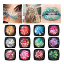 12 Boxes Holographic Self-Adhesive Glitter for Face Body Eye Hair Nail