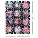 12 Boxes Holographic Self-Adhesive Glitter for Face Body Eye Hair Nail
