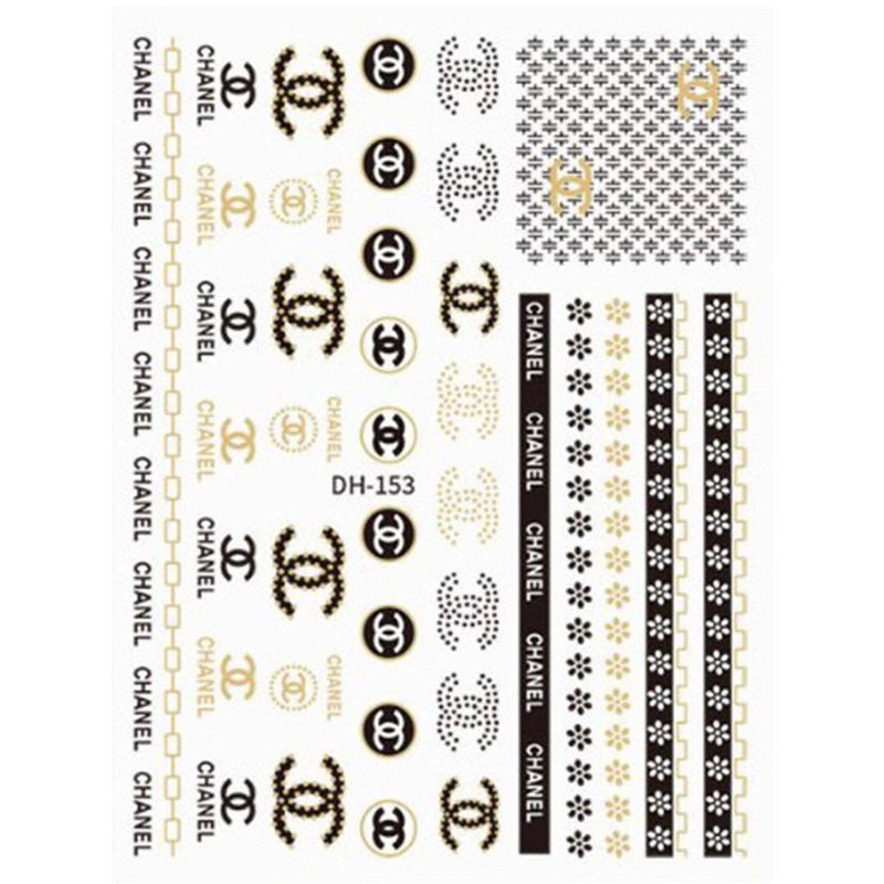 Gold Black CC Nail Stickers