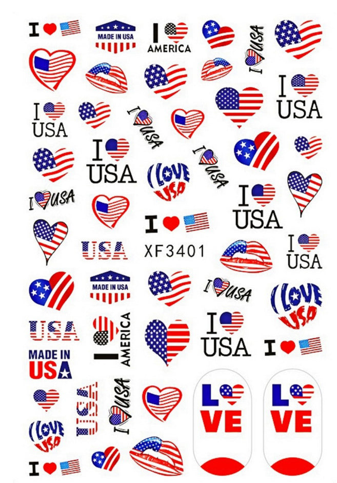I love USA Nail Sticker Transfer Decals for Nail Art Decorations