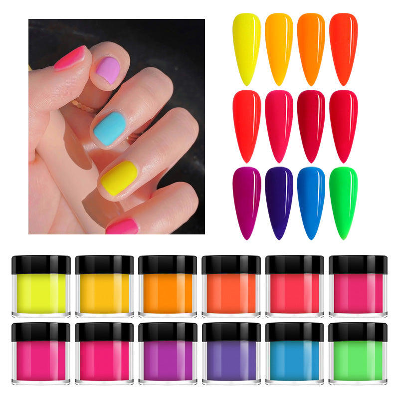 12 Colors Neon Fast Drying Acrylic Dip Powder