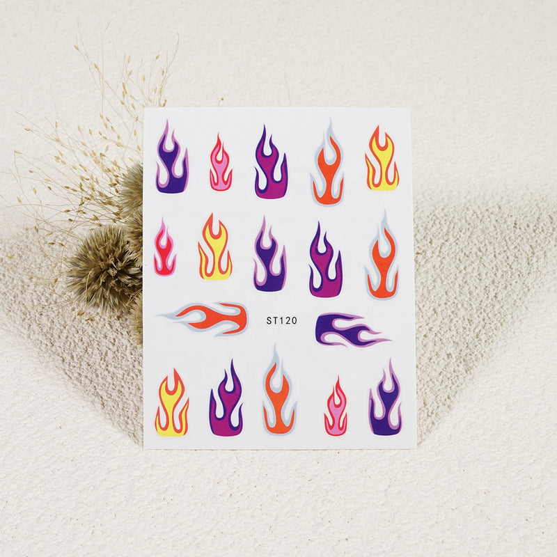 Painting Long Nail Three-color flame Nail Sticker