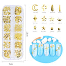 3D Metal Nail Art 12 Set Gold Silver Jewelry Decoration