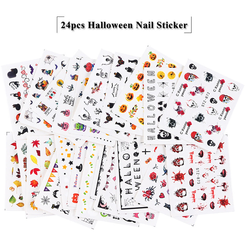 24 Sheets Halloween & Fall Nail Art Stickers