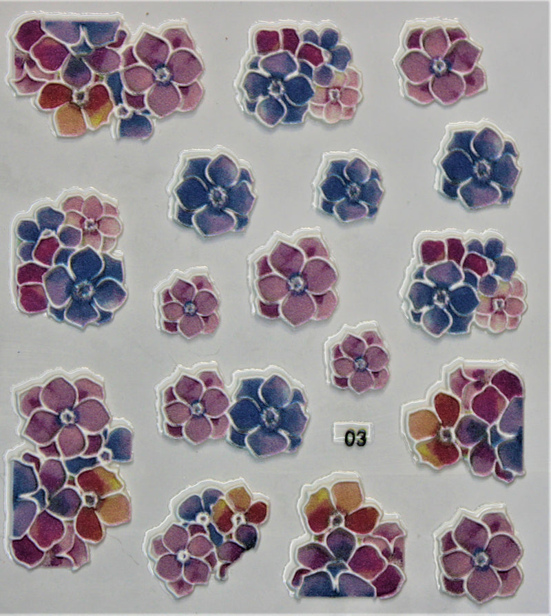 Hydrangea Nail Art 5D Sticker Embossed  Nails Art Sticker - 1 Sheet Slice Flower Transfer Sticker
