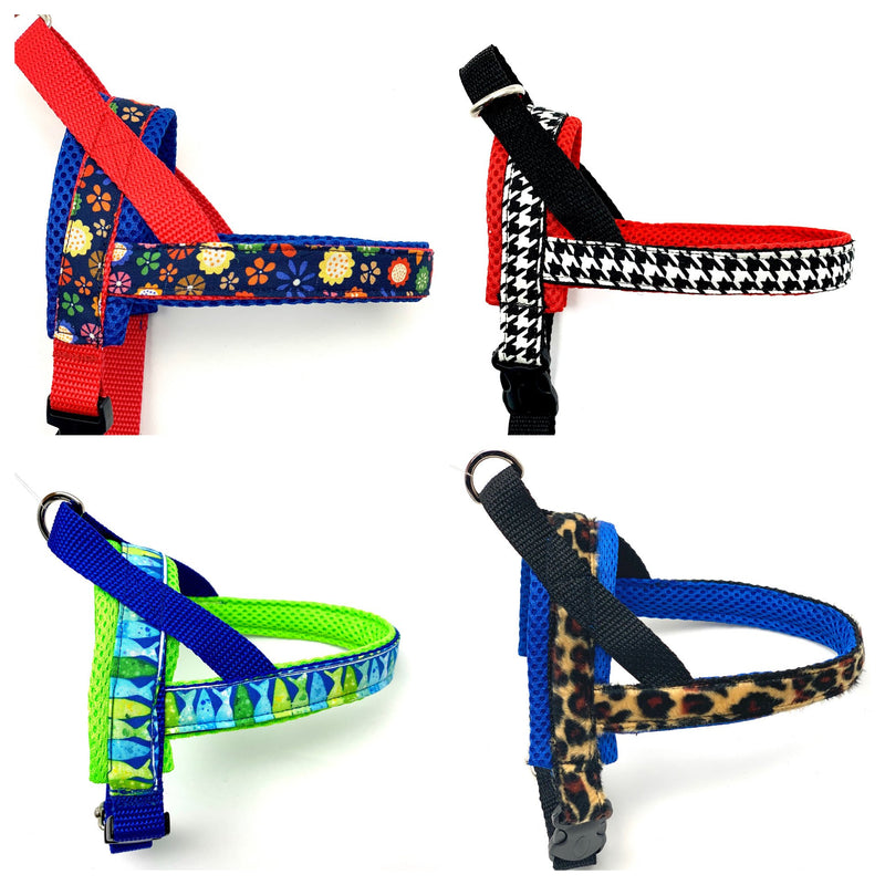Personalized red houndstooth one-click harness