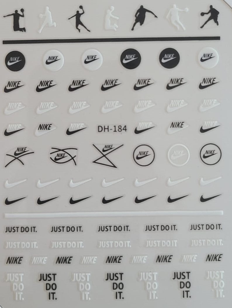 Just Do It White Black Lux Brand Nail Stickers