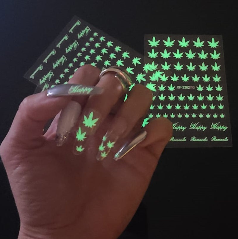 Vegetarian Nail Art Stickers Fluorescence weed