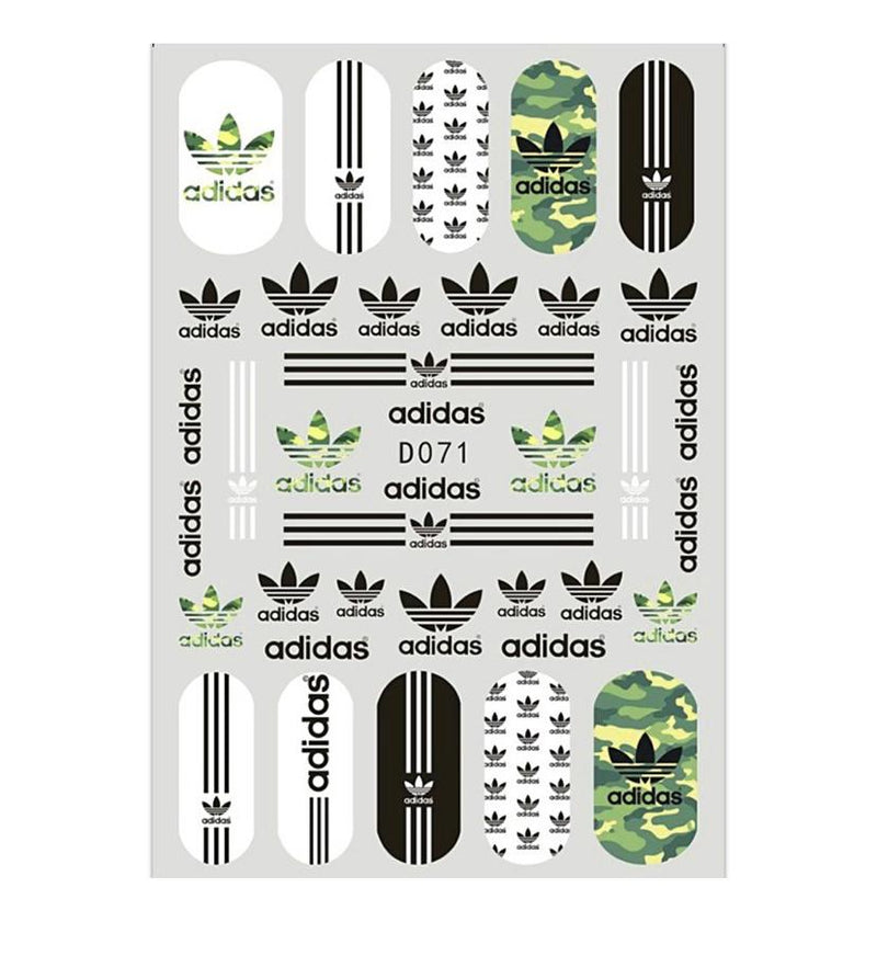 Adidas Green Nails Art Sticker