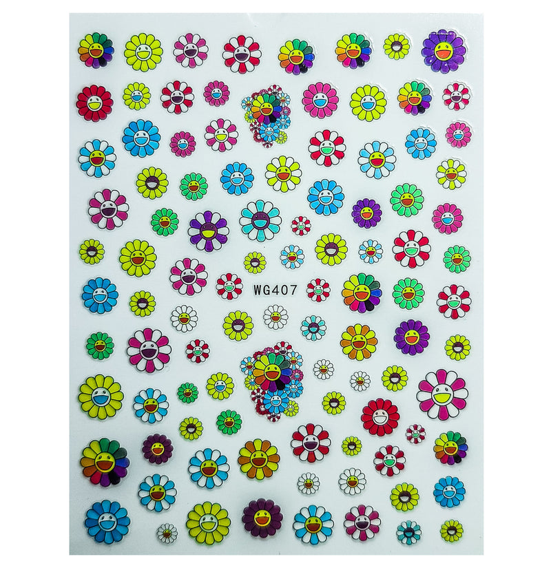 Happy multicolor flower  Nails Art Sticker