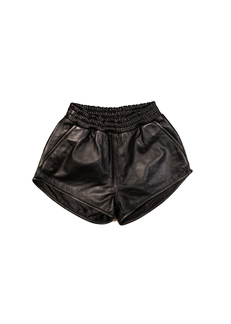 Fadcloset Women's Fashion High Waist Black Leather Shorts