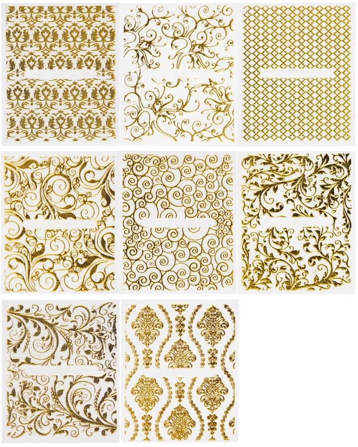 3D Gold Pattern Nail Stickers Water Transfer