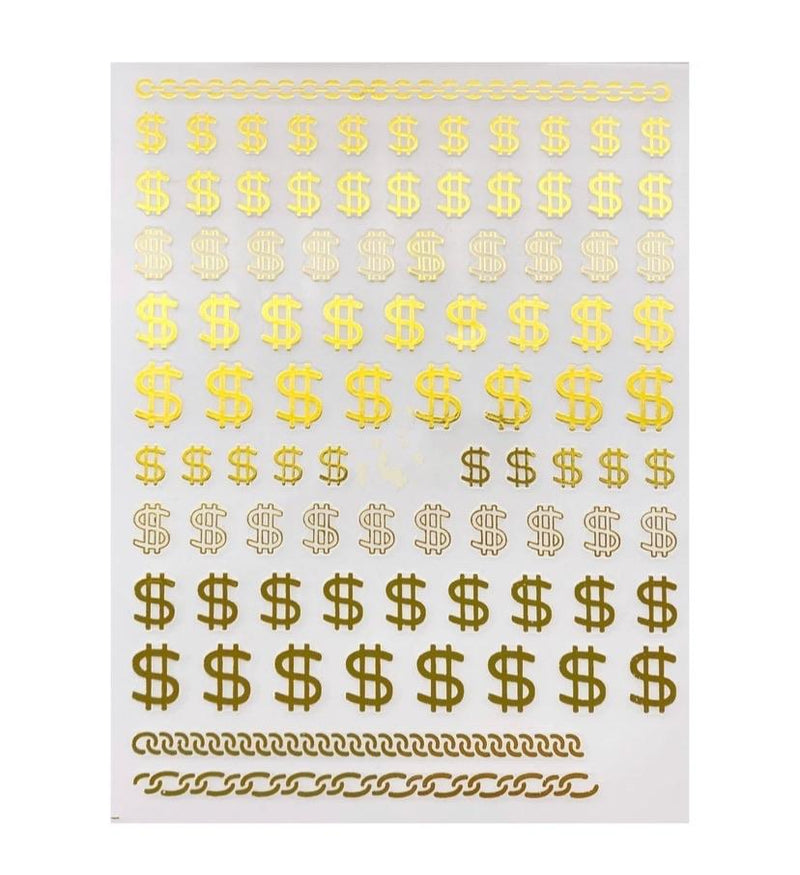 $ Money Symbol Gold 3D Nails Art Sticker