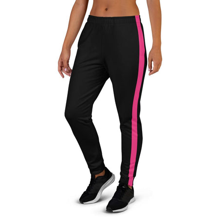 Women's Black Joggers with Pink Stripe