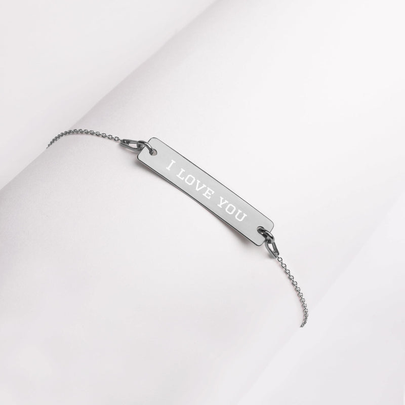 Engraved Silver Bar Chain Bracelet Personalize